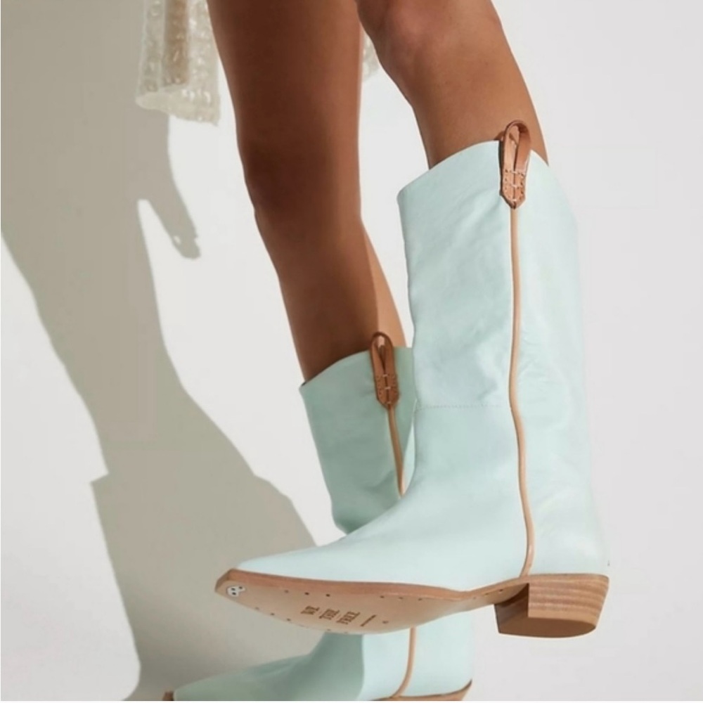 Free People seafoam blue cowgirl boots